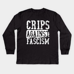 Crips Against Fascism (White Text) Kids Long Sleeve T-Shirt